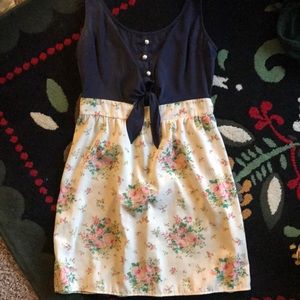 Floral cream and navy dress
